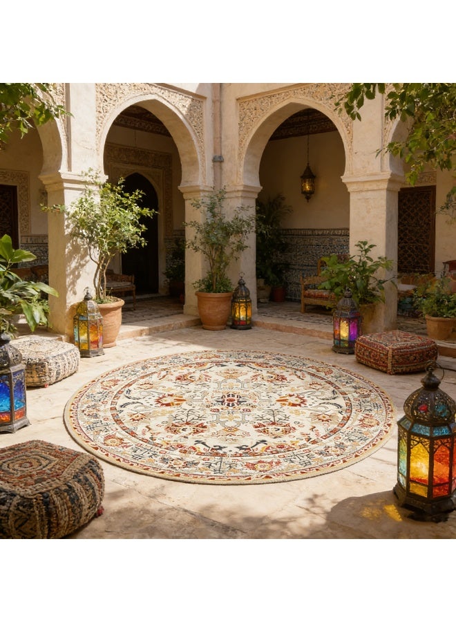 Retro Persian Style Round Area Rugs For Office Livingroom Bedroom Vintage Anti-slip Large Circle Washable Durable Soft Carpet Home Decor - Image 1