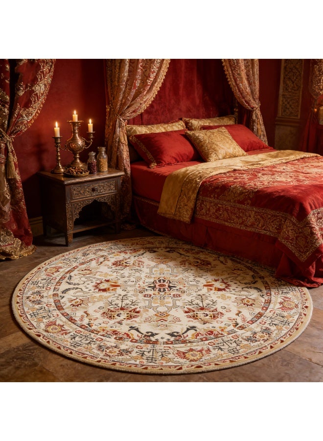 Retro Persian Style Round Area Rugs For Office Livingroom Bedroom Vintage Anti-slip Large Circle Washable Durable Soft Carpet Home Decor - Image 3