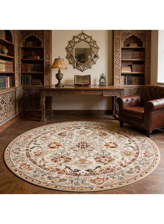 Retro Persian Style Round Area Rugs For Office Livingroom Bedroom Vintage Anti-slip Large Circle Washable Durable Soft Carpet Home Decor - Image 2