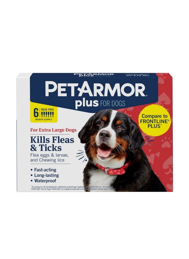 PetArmor PetArmor Plus Flea and Tick Prevention for Dogs, Dog Flea and Tick Treatment, 6 Doses, Waterproof Topical, Fast Acting, X-Large Dogs (89-132 lbs)  - Image 1