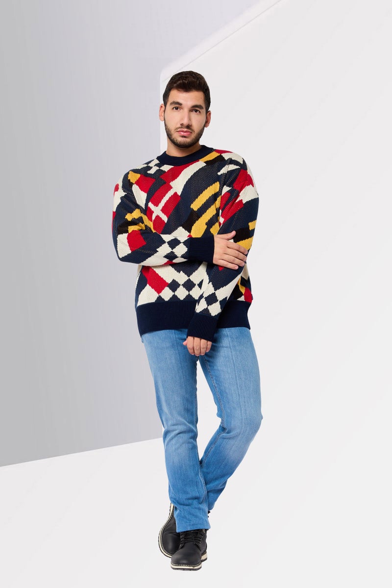 GANT Men Crew Neck Knitted Sweater, Multicolor - Image 2