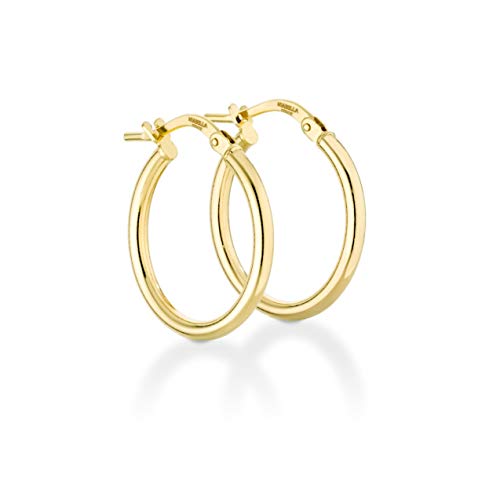 Miabella Italian 18K Gold Plated 925 Sterling Silver 2mm High Polished Round Tube Hoop Lightweight Earrings for Women Made in Italy (20mm) - Image 1