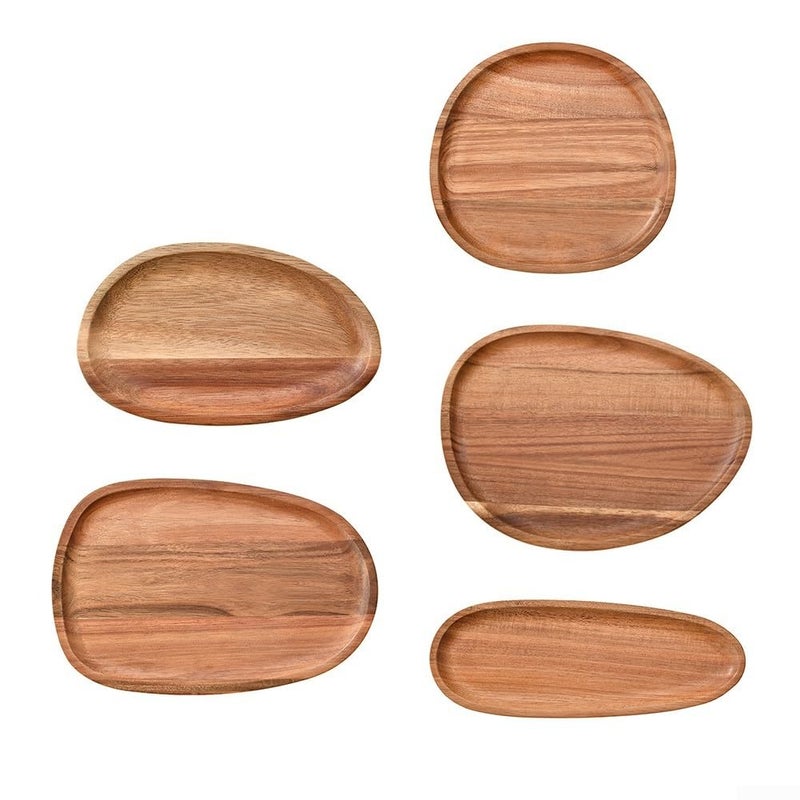 Irregular Oval Wooden Dinner Plate Serving Tray 17 5x10 8 For Fruit Snack Dessert Salad - Image 4