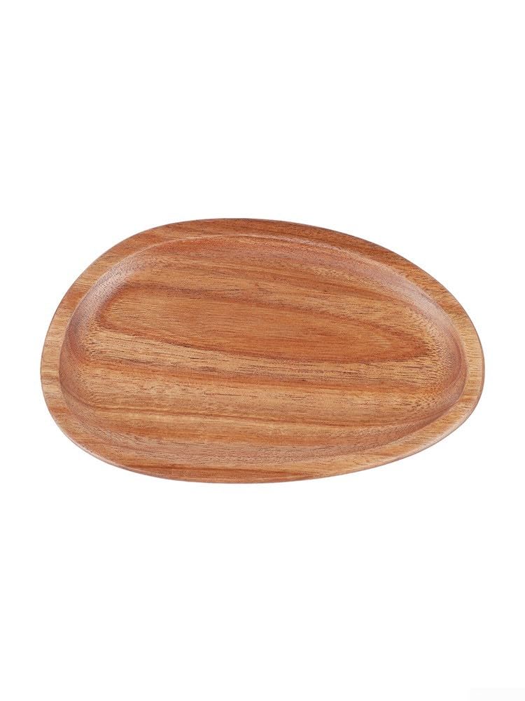 Irregular Oval Wooden Dinner Plate Serving Tray 17 5x10 8 For Fruit Snack Dessert Salad - Image 5