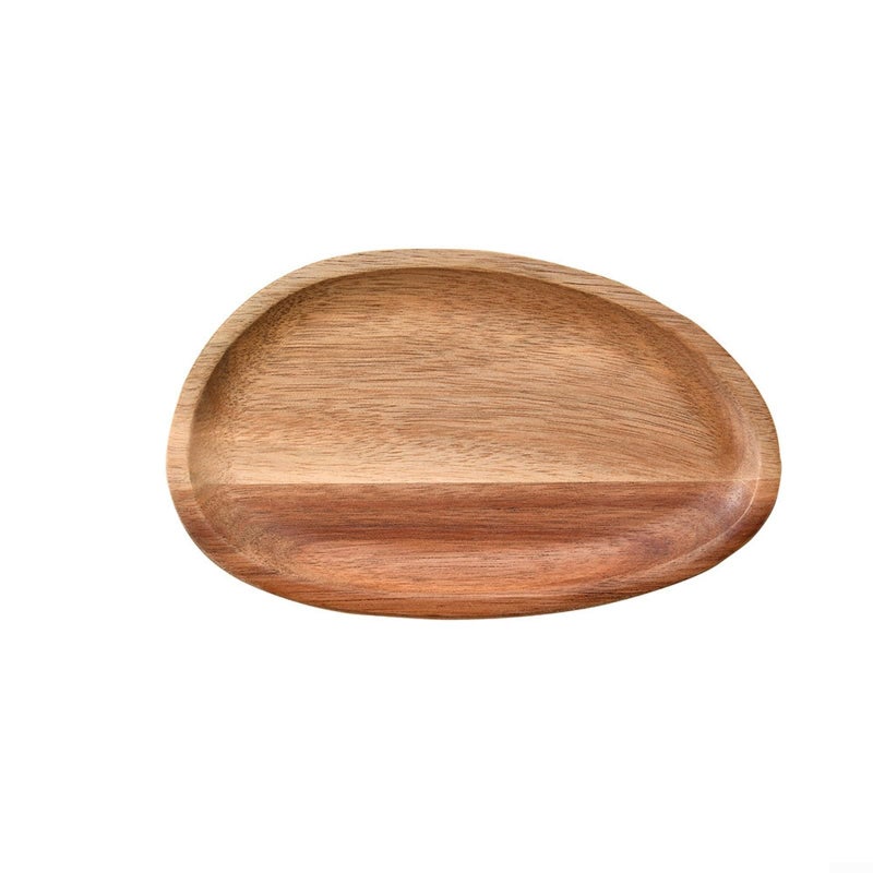 Irregular Oval Wooden Dinner Plate Serving Tray 17 5x10 8 For Fruit Snack Dessert Salad - Image 3