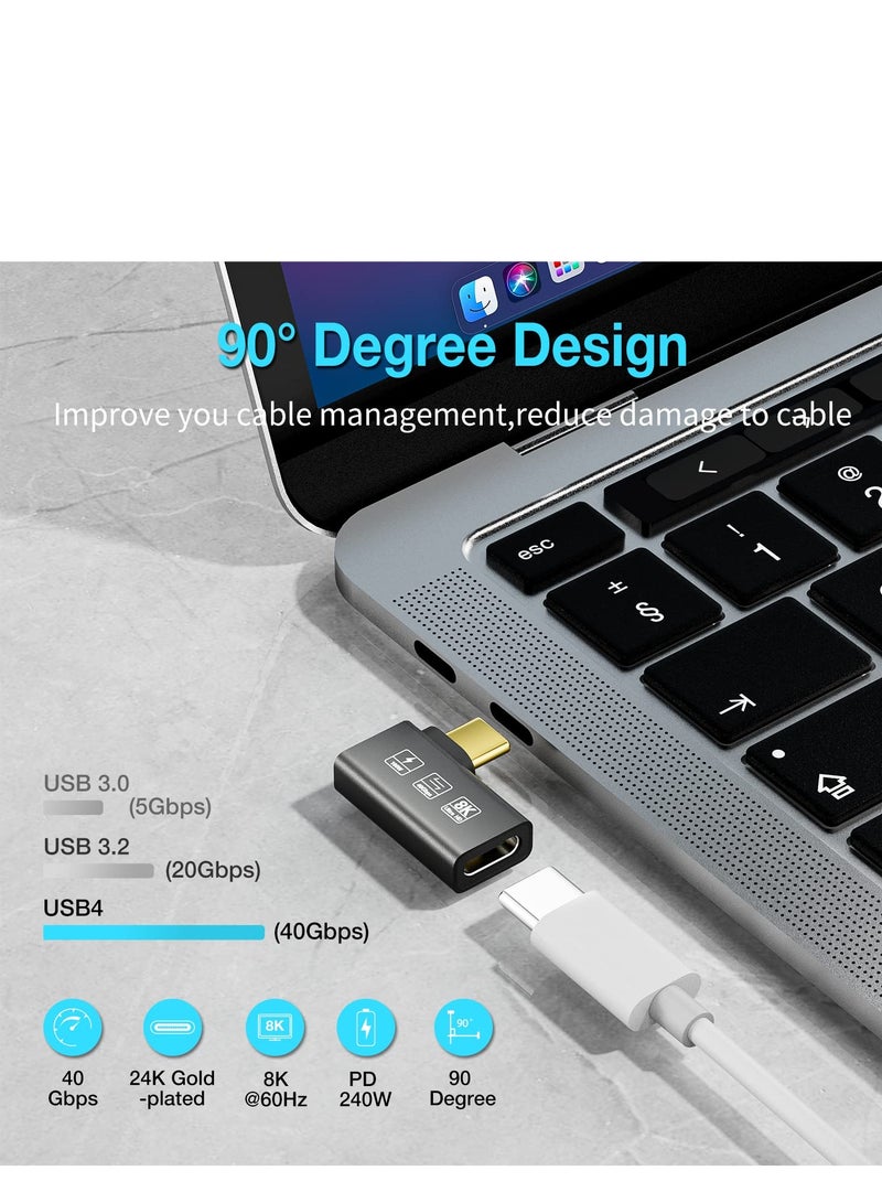 SYOSI USB4 8K Extension Connector Thunderbolt 4 Compatible Type-c Male to Female Converter 8K@60Hz Video 240W Fast Charging 40Gbps Data Transfer (1 pc Straight+1 pc 90'Degree) - Image 2