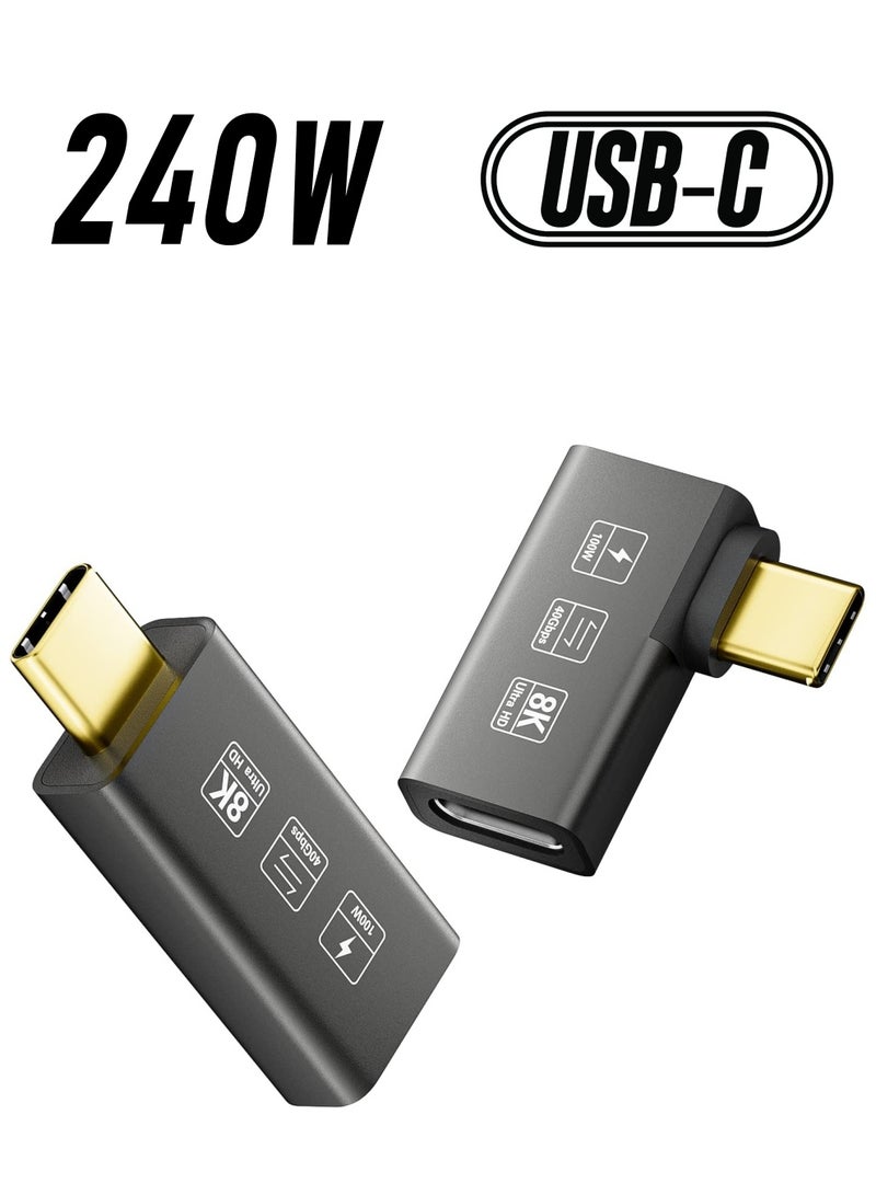 SYOSI USB4 8K Extension Connector Thunderbolt 4 Compatible Type-c Male to Female Converter 8K@60Hz Video 240W Fast Charging 40Gbps Data Transfer (1 pc Straight+1 pc 90'Degree) - Image 1