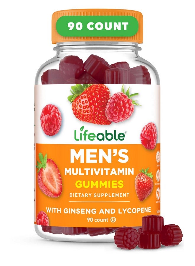Lifeable Multivitamin for Men Gummies | VIT A, C, D, E, B1, B2, Niacin, B5, B6, Folate, B12, Biotin, Iodine, Zinc, Chromium, Ginseng, Lycopene, Inositol | Mens Multivitamins Gummies | 90 Gummies - Image 1