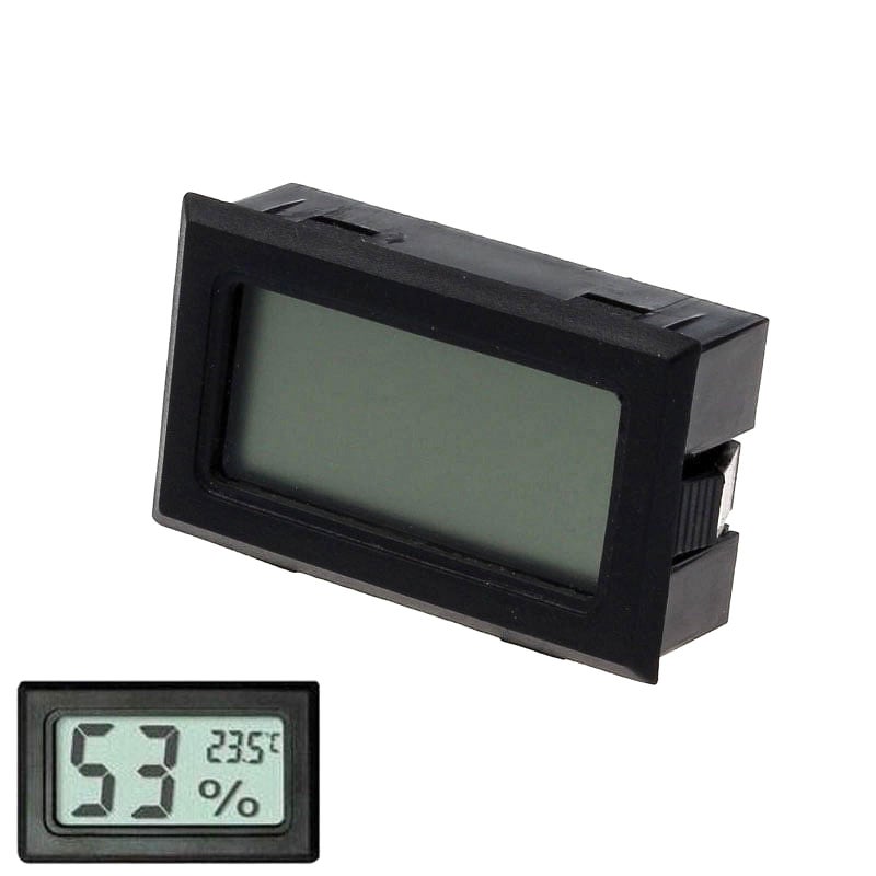 Mini Digital LCD Thermometer Hygrometer, Black, Temperature and Humidity Meter, 4.7 x 2.7 x 1.3cm, Battery Powered (not included) No Sensor Wire Required - Image 1