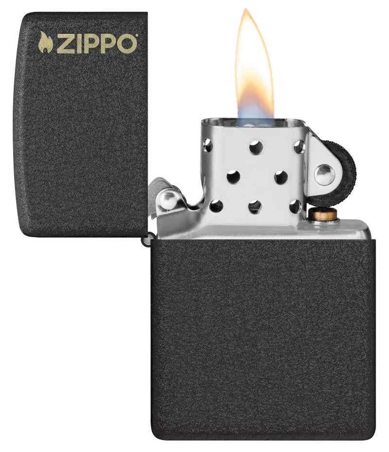 Zippo Classic Black Crackle Logo Pocket Lighter - Image 3