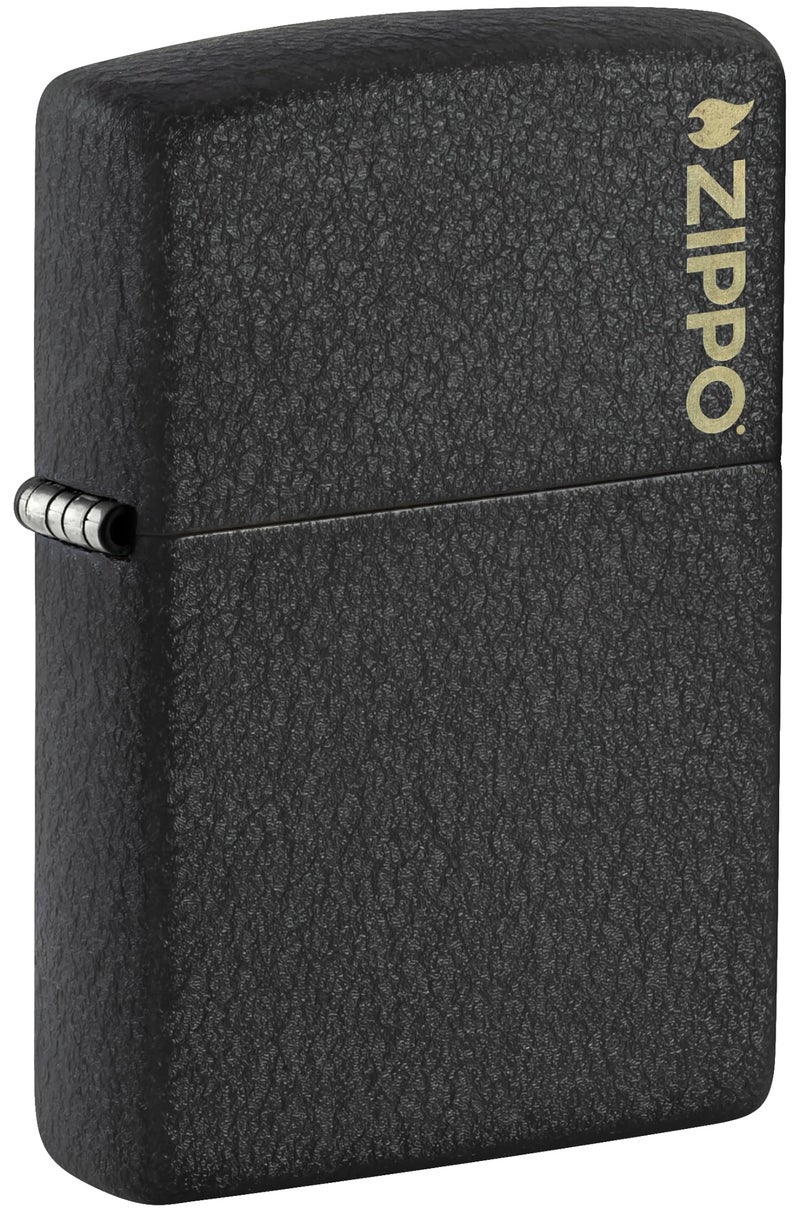 Zippo Classic Black Crackle Logo Pocket Lighter - Image 1