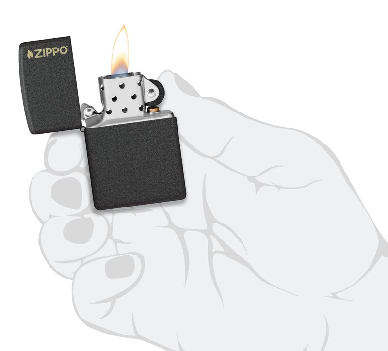 Zippo Classic Black Crackle Logo Pocket Lighter - Image 5