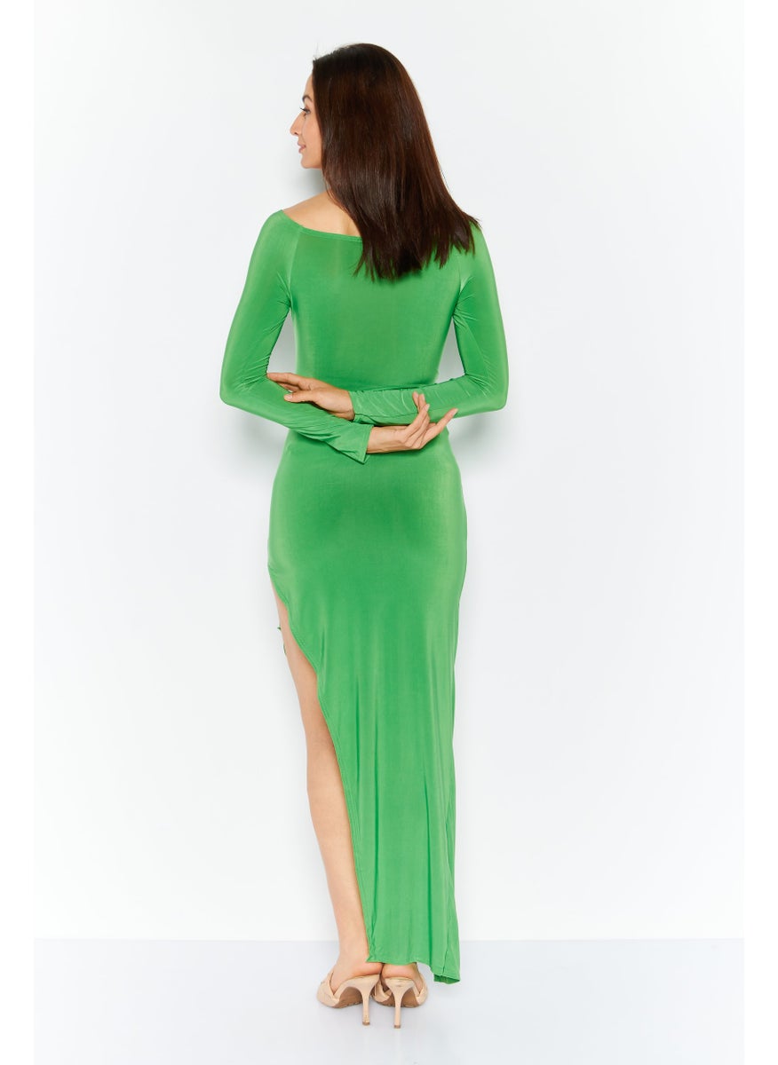 Jaded Rose - Maternity Bardot Plain Maxi Dress, Meadow Green - Image 1