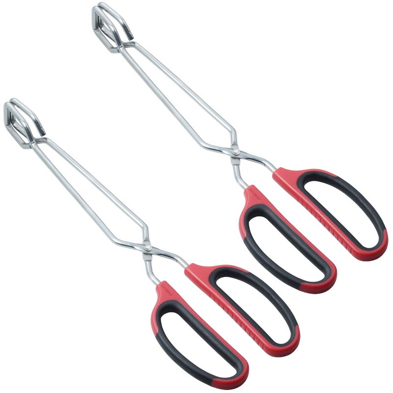 HINMAY Stainless Steel Scissor Tongs with ComfortGrip Handle 12Inch Set of 2