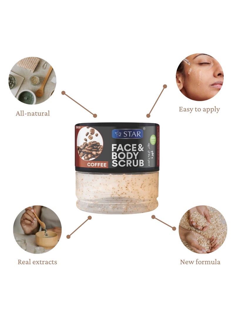 Coffee Face & Body Scrub – Exfoliating & Hydrating Facial Scrub with Natural Coffee Extracts for Smooth, Glowing Skin – Daily Scrub with Deep Cleansing & 24-Hour Moisture Lock – Face Scrub Suitable for All Skin Types
