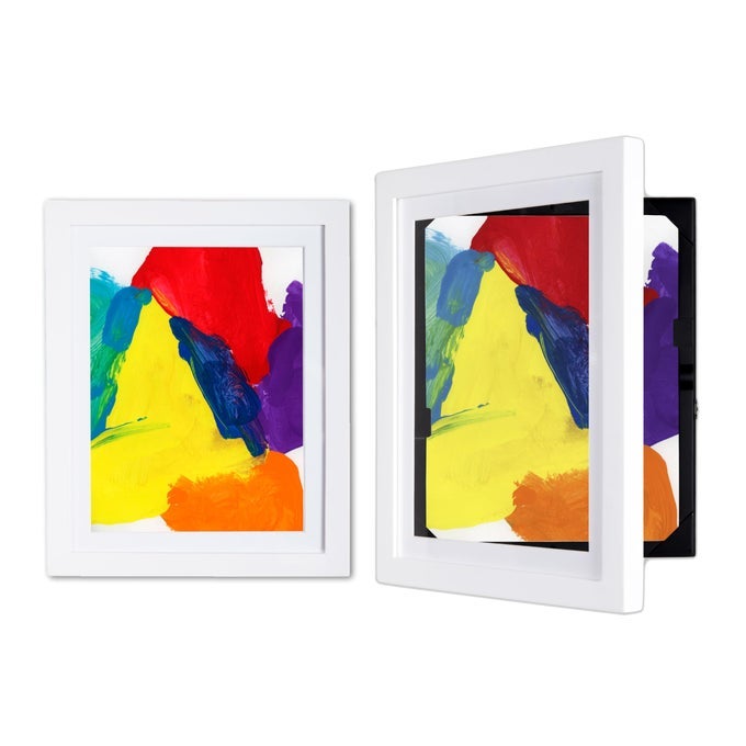 LIL DAVINCI FRONTOPEN 2PACK KIDS ART FRAMES WOODEN FRAMES FOR 85X11 ARTWORK PRINTS CERTIFICATES STORE UP TO 50 PER FRAME 1175 X 1475 OUTER DIMENSIONS WHITE