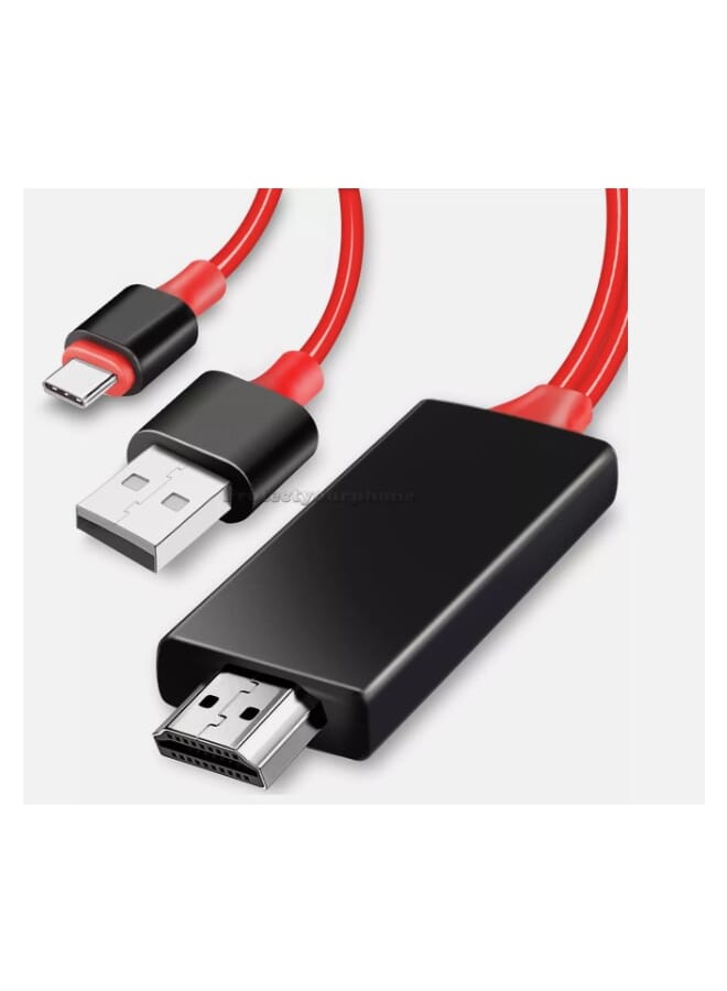 USB-C to HDMI Cable Adapter 1.8M Plug and Play USB-C to HDMI TV 4K Ultra HD Screen Mirroring and Charging Cable for Smartphones Tablets and Laptops  - Image 1