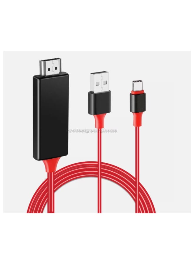USB-C to HDMI Cable Adapter 1.8M Plug and Play USB-C to HDMI TV 4K Ultra HD Screen Mirroring and Charging Cable for Smartphones Tablets and Laptops  - Image 2