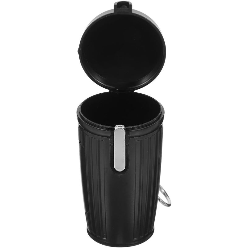 Portable Mini Ashtray With Lid Seal Outdoor Travel Keychain Smokers Cigarette Disposal Tiny Trash Can Black - Image 1