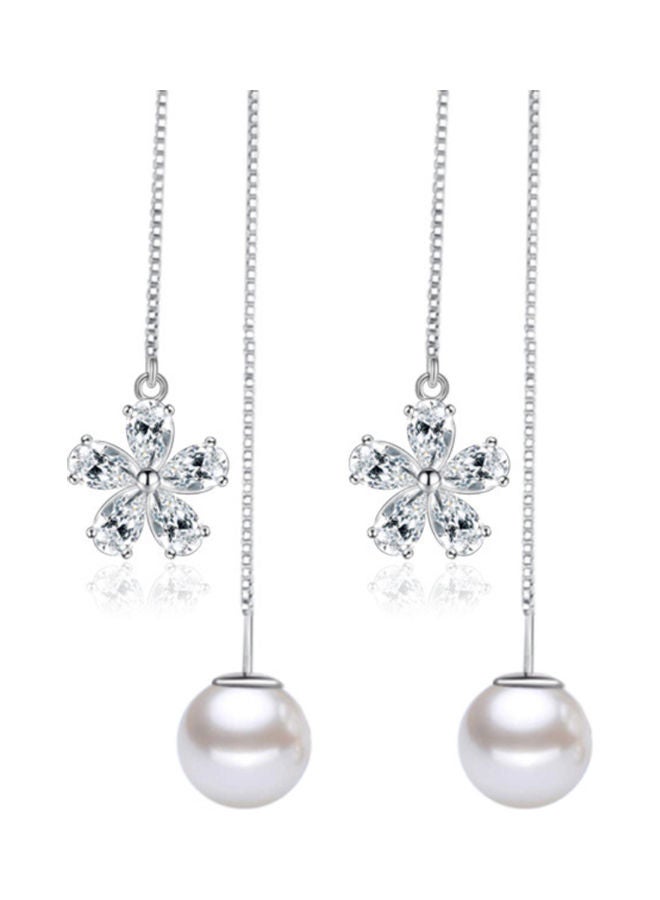 اليشمك أقراط مزينة بأشكال الشرابة ومرصعةٌ بأحجار الراين واللؤلؤ - Image 2