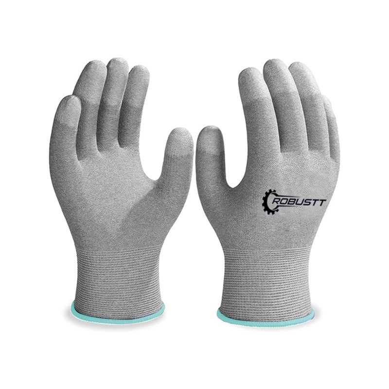 ROBUSTT ESD Grey Safety gloves (Pack of 25) | Carbon Fibre with Anti - Static Technology | Snug Fit, Slip Resistant | Reusable & Washable Gloves | Hand Gloves for Electrical Appliances - Image 1