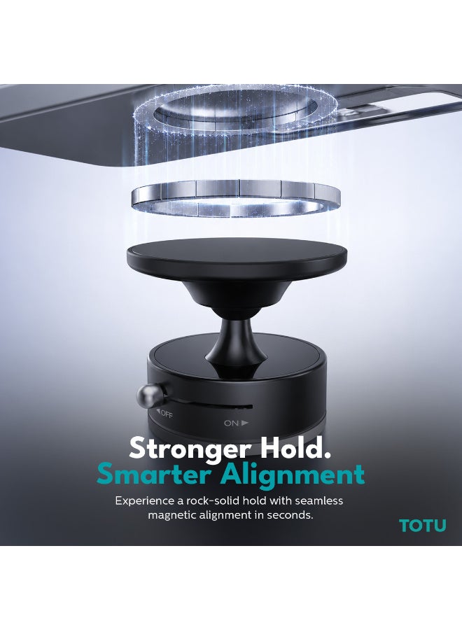 Totu Vacuum Magnetic Car Phone Holder 360° Rotation Dashboard & Windshield Mount Strong Alignment Phone Bracket – Black - Image 3