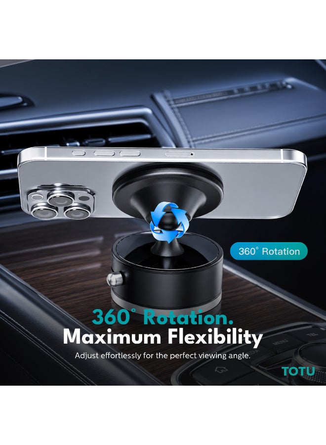 Totu Vacuum Magnetic Car Phone Holder 360° Rotation Dashboard & Windshield Mount Strong Alignment Phone Bracket – Black - Image 4