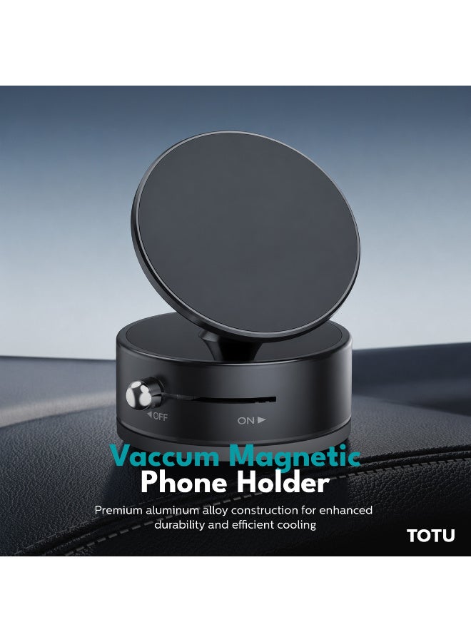 Totu Vacuum Magnetic Car Phone Holder 360° Rotation Dashboard & Windshield Mount Strong Alignment Phone Bracket – Black - Image 5