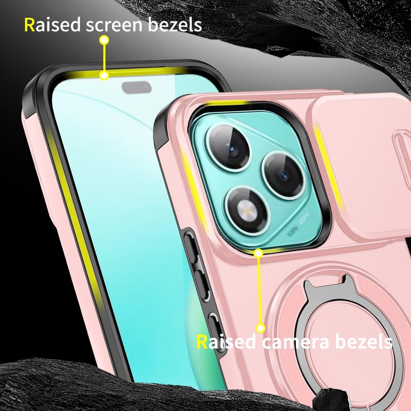 erorex For Honor 400 Lite Global Sliding Camshield Ring Holder Phone Case(Pink) - Image 5