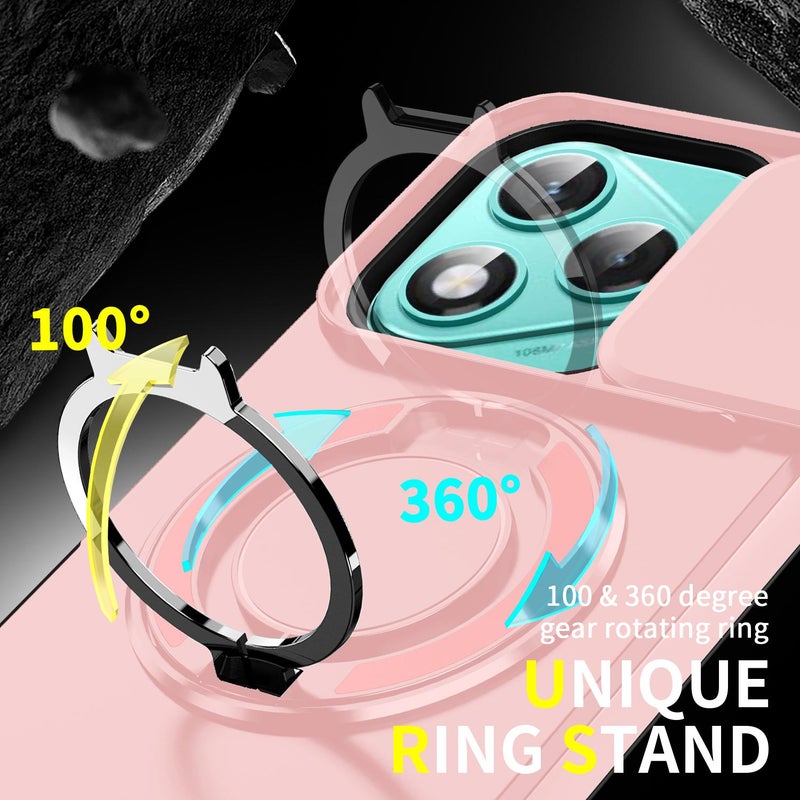 erorex For Honor 400 Lite Global Sliding Camshield Ring Holder Phone Case(Pink) - Image 3