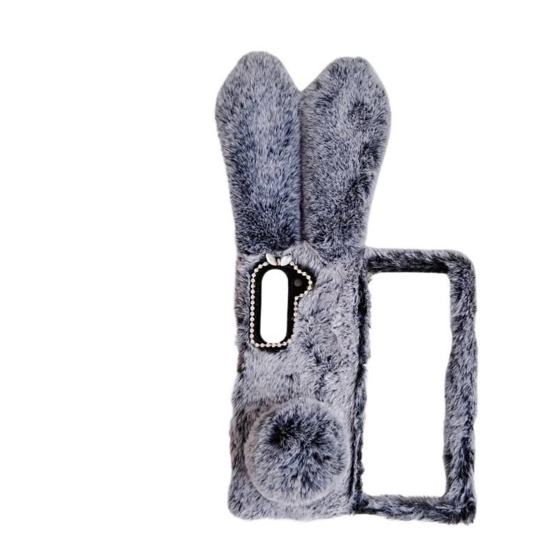 غطاء واقي | أحمر | Fabric | نمط الأرنب الفروي | غلاف صلب | لـ Samsung Galaxy Z Fold 5 - Image 2
