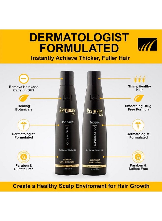 Revivogen MD Bio-Cleansing Shampoo and Conditioner for Thinning Hair, DHT Blocker Shampoo, Hair Loss Shampoo, Shampoo Thinning Hair, Conditioner for Thinning Hair, Hair Loss Conditioner 12oz - Image 2