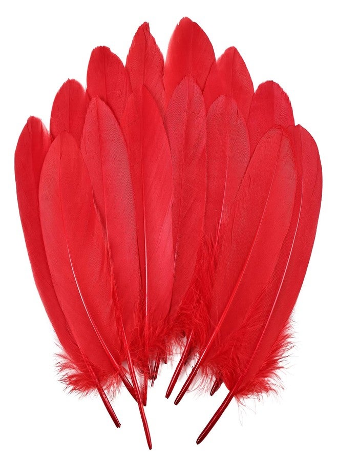 THARAHT 120pcs Red Goose Feathers Natural Bulk 6-8 inch 15-20cm for Crafts DIY Cosplay Wedding Party Halloween Decoration Goose Nagoire Feathers - Image 1