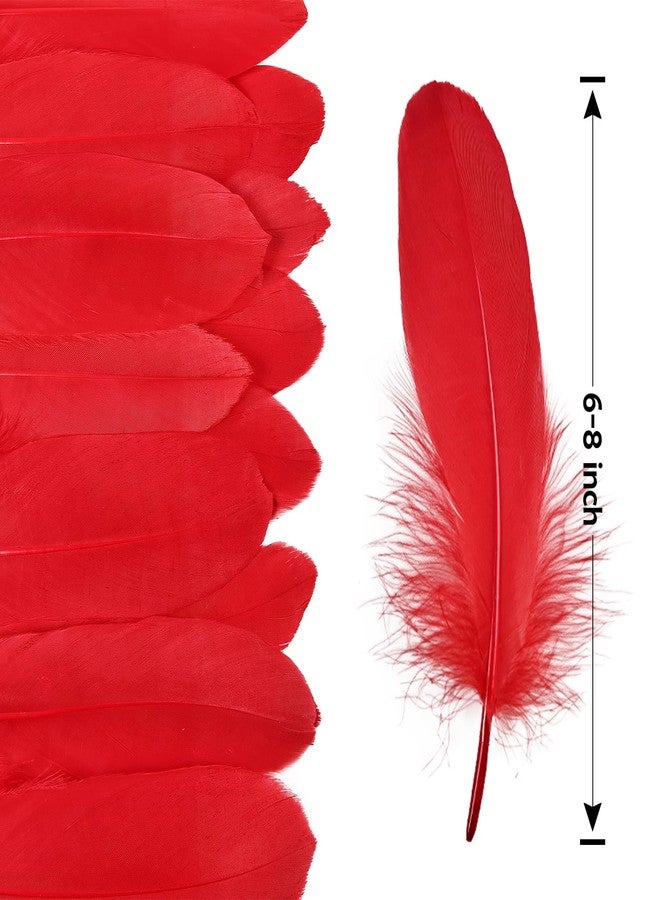 THARAHT 120pcs Red Goose Feathers Natural Bulk 6-8 inch 15-20cm for Crafts DIY Cosplay Wedding Party Halloween Decoration Goose Nagoire Feathers - Image 2