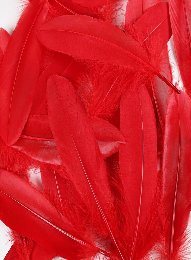THARAHT 120pcs Red Goose Feathers Natural Bulk 6-8 inch 15-20cm for Crafts DIY Cosplay Wedding Party Halloween Decoration Goose Nagoire Feathers - Image 3