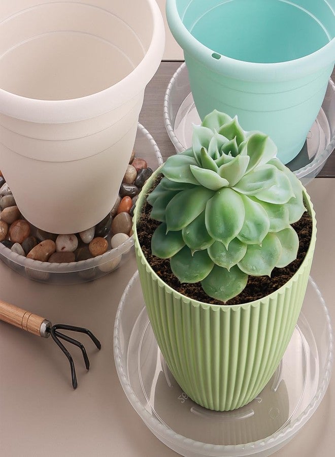 RooTrimmer 5 Pack Plant Saucer for Indoor Plants, 13 Inch Clear Plant Trays for Pots, Durable Plastic Flower Plant Pot Saucer, Heavy Duty Sturdy Plant Saucer Drip Trays for Pots - Image 3