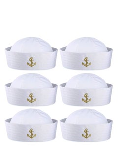 SYOSI 6 Pieces Sailor Hat Captain Navy Hat Blue with White Sail Hats for Adult Sailor Costume, Kid Navy Costume Accessory, Dressing Up Party