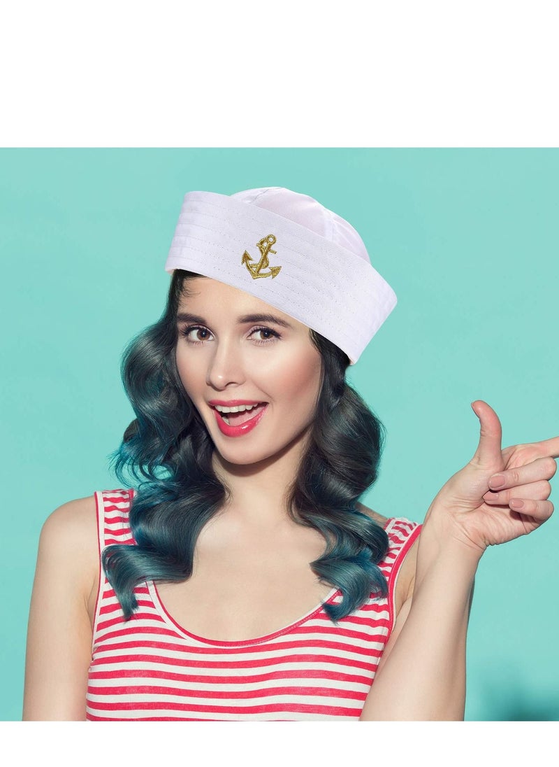 SYOSI - SYOSI 6 Pieces Sailor Hat Captain Navy Hat Blue with White Sail Hats for Adult Sailor Costume, Kid Navy Costume Accessory, Dressing Up Party - Image 1