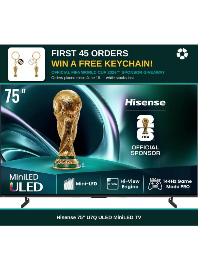 75 inch Mini LED 4K Smart TV 144Hz, 8 Years VIDAA OS Updates 75U7Q Black