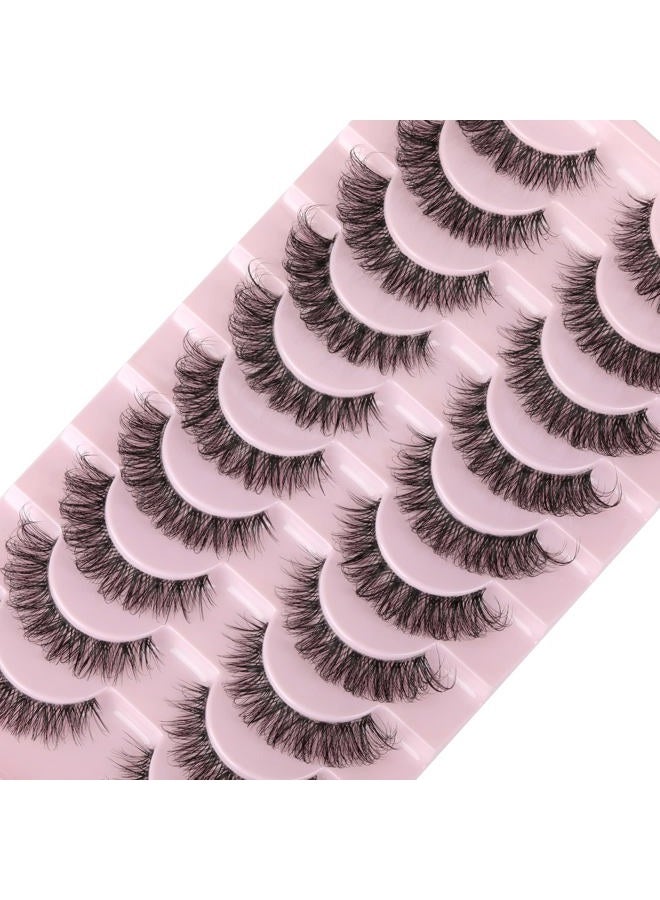 wiwoseo Eyelashes Clear Band Natural Wispy Fluffy Lashes Natural Look Russian Strip Lashes 3D Effect 16MM Cat Eye Lashes that Look Like Extensions False Lashes 10 Pairs Pack - Image 1