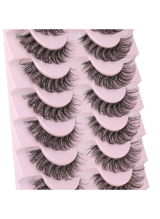 wiwoseo Eyelashes Clear Band Natural Wispy Fluffy Lashes Natural Look Russian Strip Lashes 3D Effect 16MM Cat Eye Lashes that Look Like Extensions False Lashes 10 Pairs Pack - Image 2