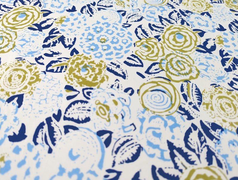 AVKA Studio Hand Block Print Fabric by the yard - PRECUT 3 yard 42 Inch Width - 100% Cotton Material - White & Blue Floral Pattern - Light Weight Indian Cloth for making Summer Dress tops projects etc - Image 4