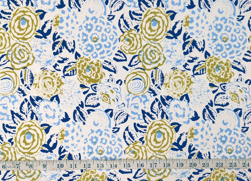 AVKA Studio Hand Block Print Fabric by the yard - PRECUT 3 yard 42 Inch Width - 100% Cotton Material - White & Blue Floral Pattern - Light Weight Indian Cloth for making Summer Dress tops projects etc - Image 5