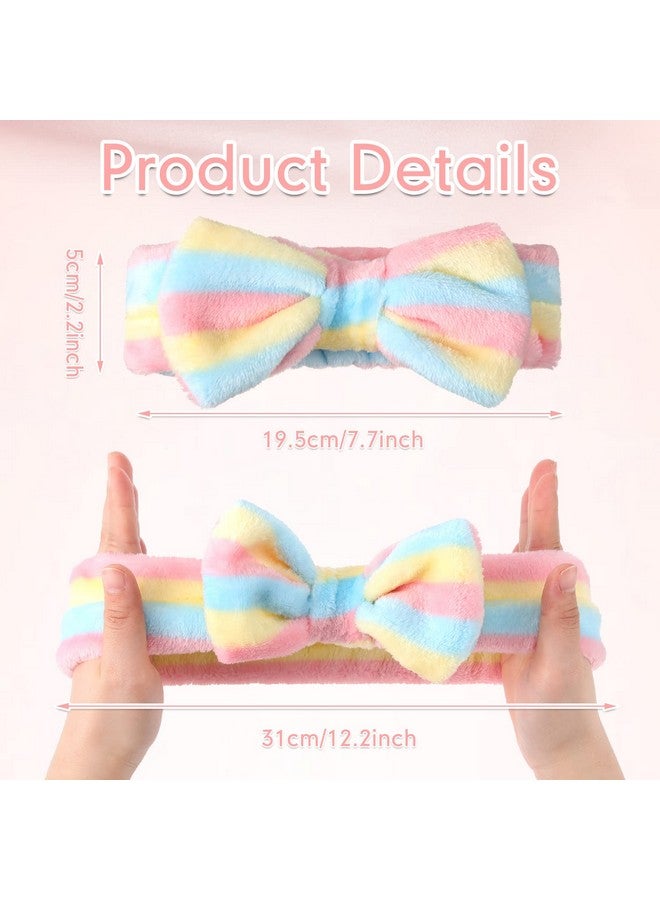 Giegxin 48 Pieces Spa Headband Bulk Bow Hair Band Facial Makeup Headbands Fluffy Plush Headband For Women Washing Face Spa Shower Cleansing (Cute Pattern) - Image 3