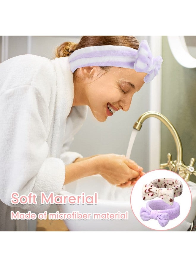 Giegxin 48 Pieces Spa Headband Bulk Bow Hair Band Facial Makeup Headbands Fluffy Plush Headband For Women Washing Face Spa Shower Cleansing (Cute Pattern) - Image 5