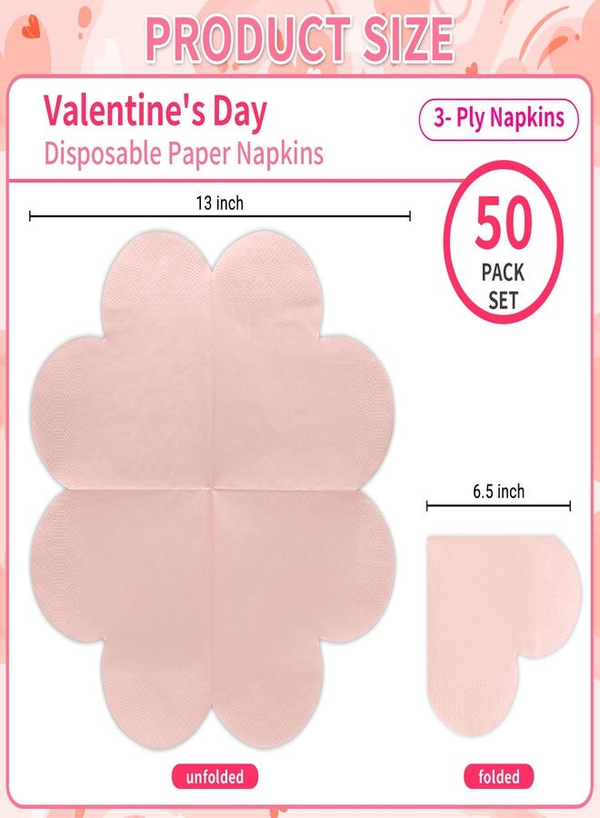 DYLIVeS Valentine's Day Party Supplies, Disposable Love Napkins Heart Shaped Napkins for Valentine's Day Engagements Wedding Anniversaries Bridal Showers Birthday Decorations, 3 Ply / 50 Count/Blush - Image 2