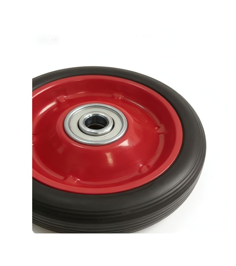 1 Pc 5 Inch Solid Rubber Wheel Black And Red With Iron Core Plastic Spokes - Image 4