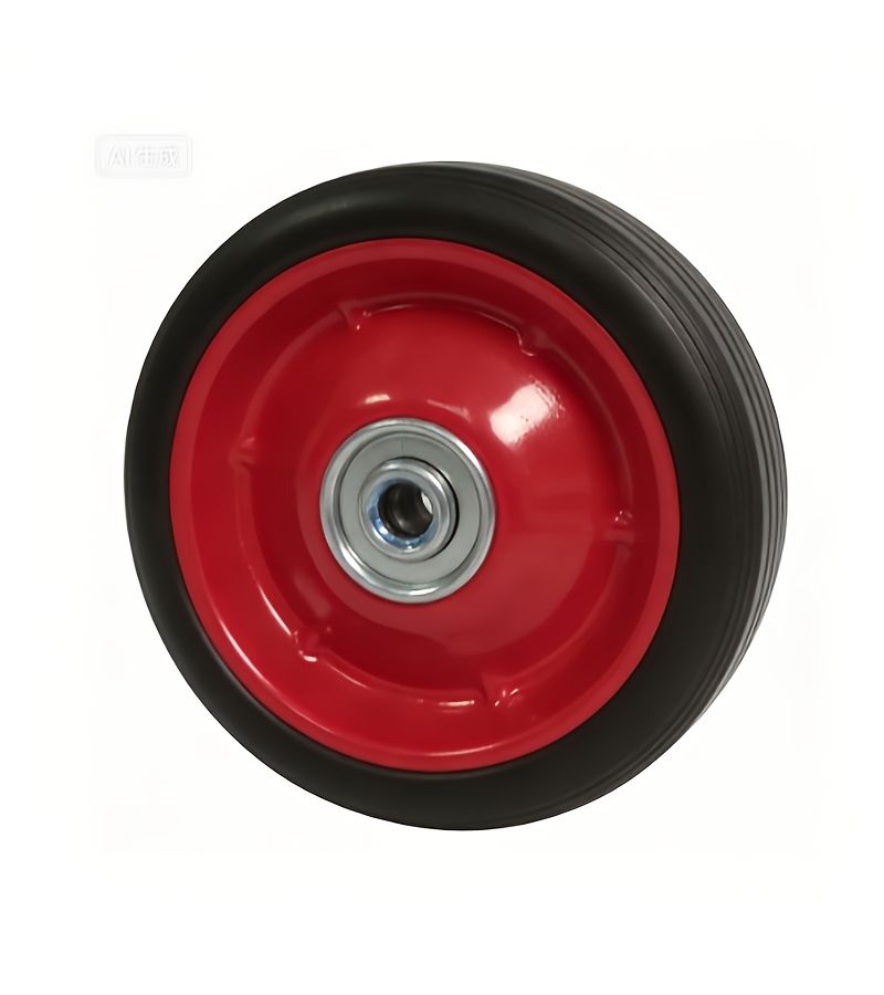 1 Pc 5 Inch Solid Rubber Wheel Black And Red With Iron Core Plastic Spokes - Image 3