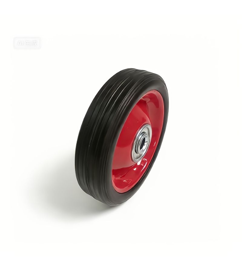 1 Pc 5 Inch Solid Rubber Wheel Black And Red With Iron Core Plastic Spokes - Image 5