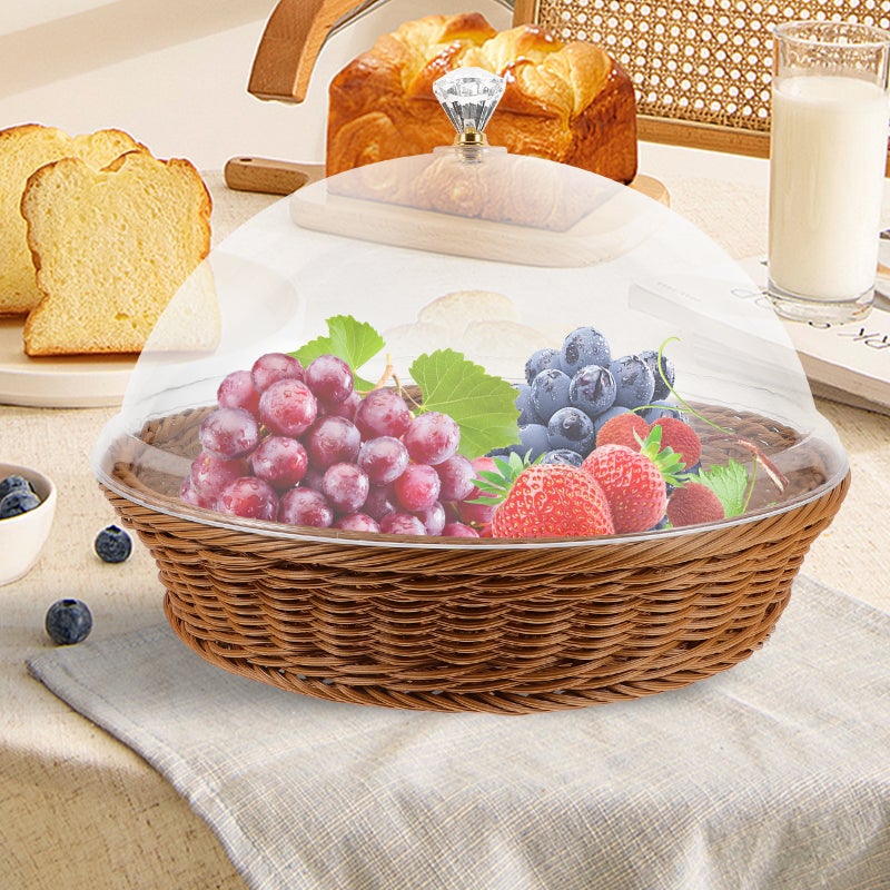 2pcs Bread Basket with Lid Tabletop Food Serving Basket Vegetable Basket Dessert Holder - Image 4